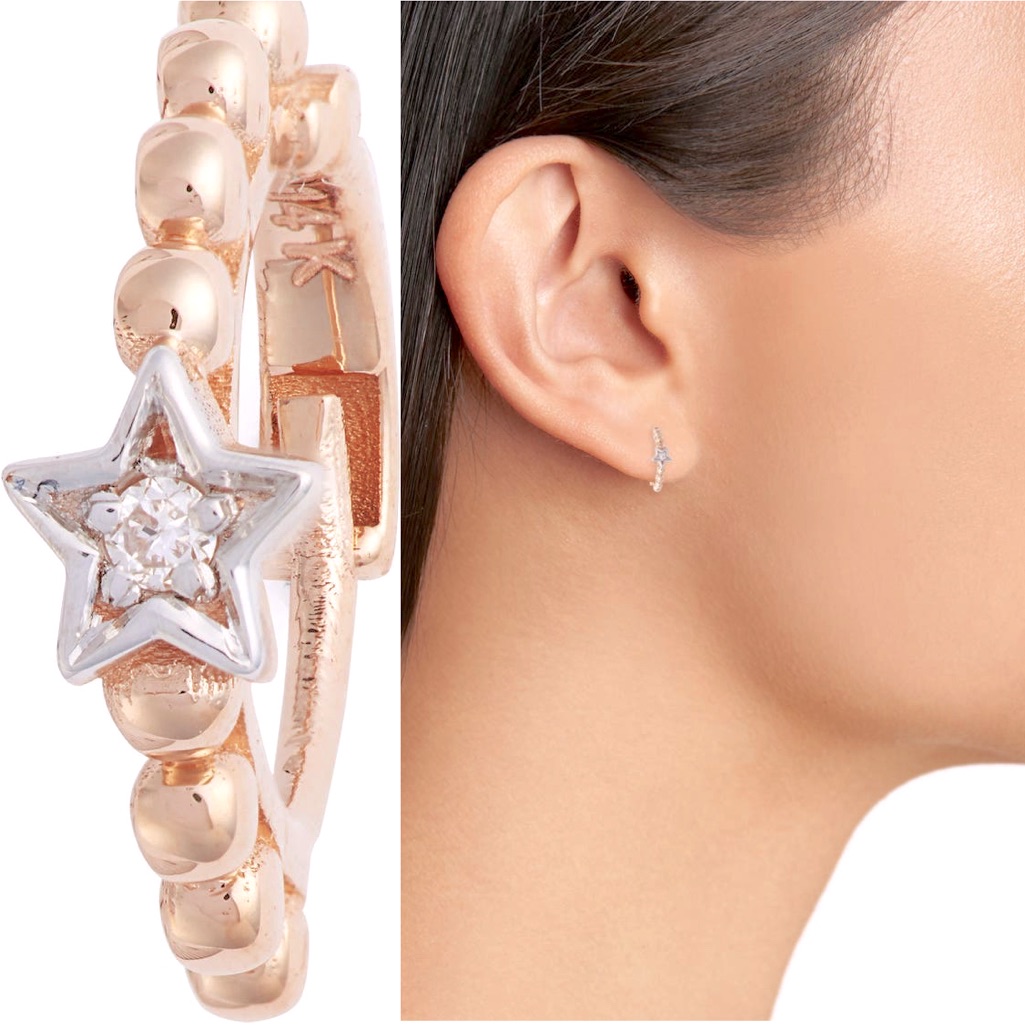 Kismet By Milka Single Diamond Star Beaded Huggie